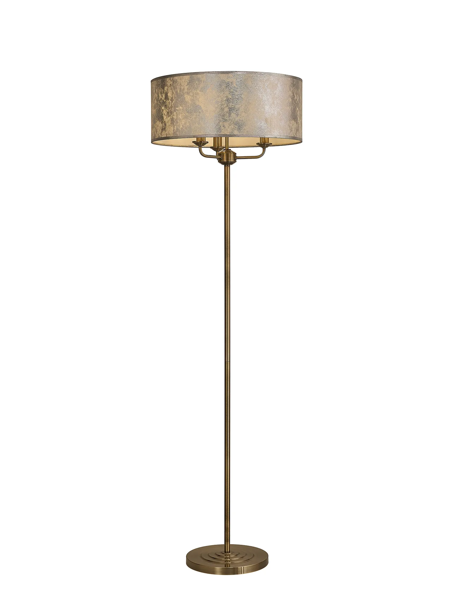 Banyan 45cm 3 Light Floor Lamp Antique Brass; Silver Leaf